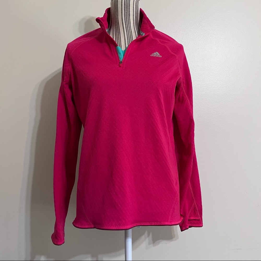 Adidas Quarter Zip Layering Pullover - Hot Pink - Size L